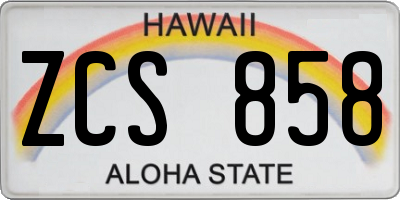 HI license plate ZCS858