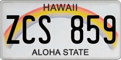 HI license plate ZCS859