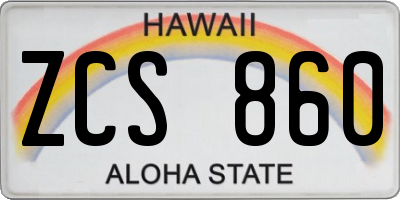 HI license plate ZCS860