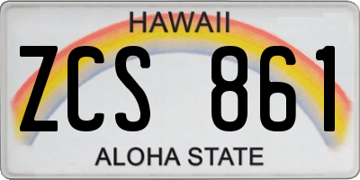 HI license plate ZCS861