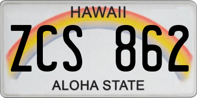 HI license plate ZCS862