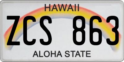 HI license plate ZCS863