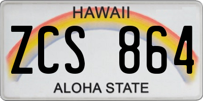HI license plate ZCS864