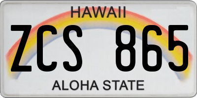 HI license plate ZCS865