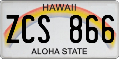HI license plate ZCS866