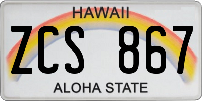 HI license plate ZCS867