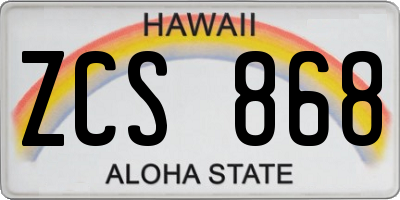 HI license plate ZCS868