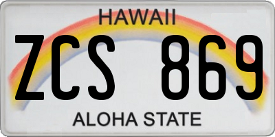 HI license plate ZCS869