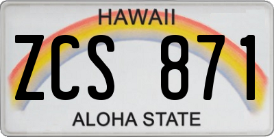HI license plate ZCS871