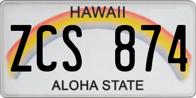 HI license plate ZCS874