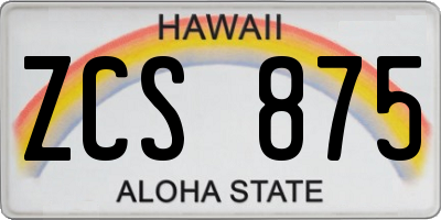 HI license plate ZCS875