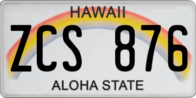 HI license plate ZCS876
