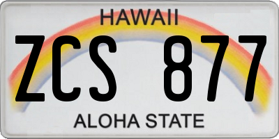 HI license plate ZCS877