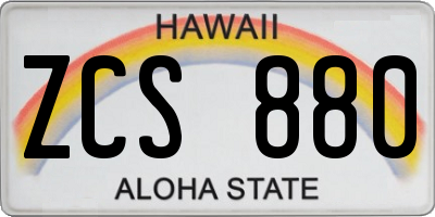 HI license plate ZCS880