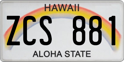 HI license plate ZCS881
