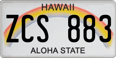 HI license plate ZCS883