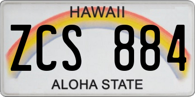 HI license plate ZCS884