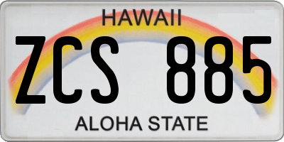 HI license plate ZCS885