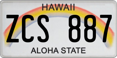 HI license plate ZCS887