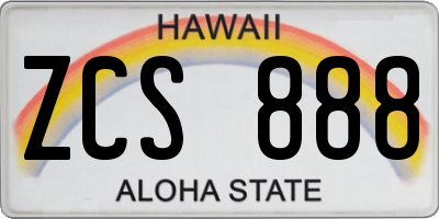 HI license plate ZCS888