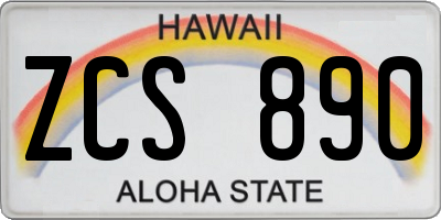 HI license plate ZCS890
