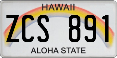 HI license plate ZCS891