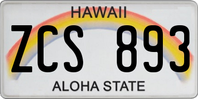 HI license plate ZCS893