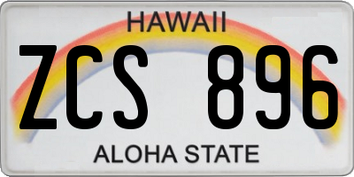 HI license plate ZCS896
