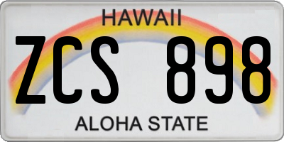 HI license plate ZCS898