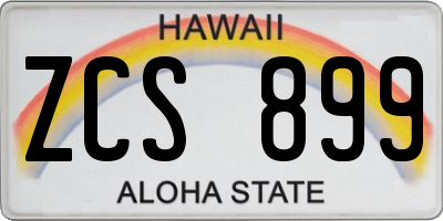 HI license plate ZCS899