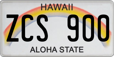 HI license plate ZCS900