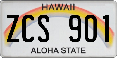 HI license plate ZCS901
