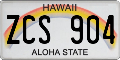 HI license plate ZCS904