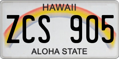 HI license plate ZCS905