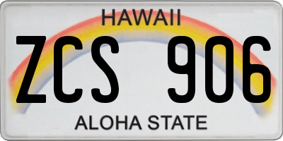 HI license plate ZCS906