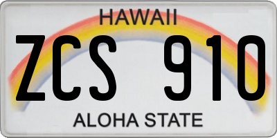 HI license plate ZCS910