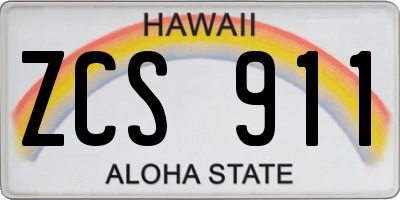 HI license plate ZCS911