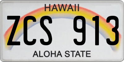 HI license plate ZCS913