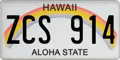 HI license plate ZCS914