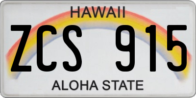 HI license plate ZCS915