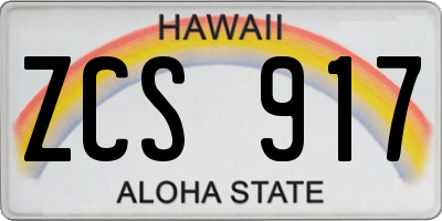 HI license plate ZCS917