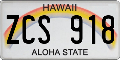HI license plate ZCS918