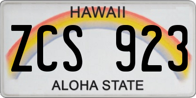 HI license plate ZCS923