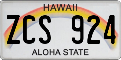 HI license plate ZCS924