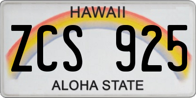 HI license plate ZCS925