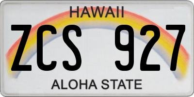 HI license plate ZCS927