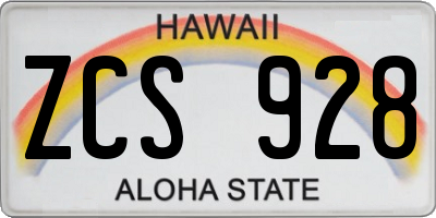 HI license plate ZCS928
