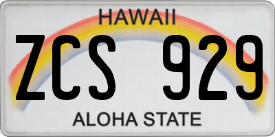 HI license plate ZCS929