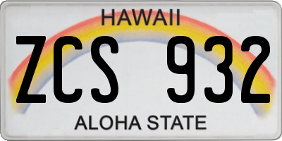 HI license plate ZCS932
