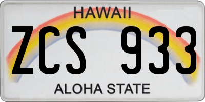 HI license plate ZCS933